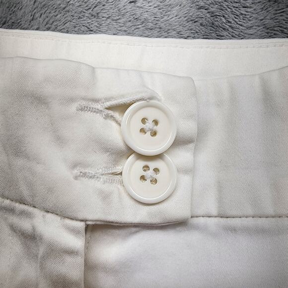Multiples Pants Womens 12 White Stretch Cotton Capri Button Hem Preppy Nautical - Picture 3 of 13